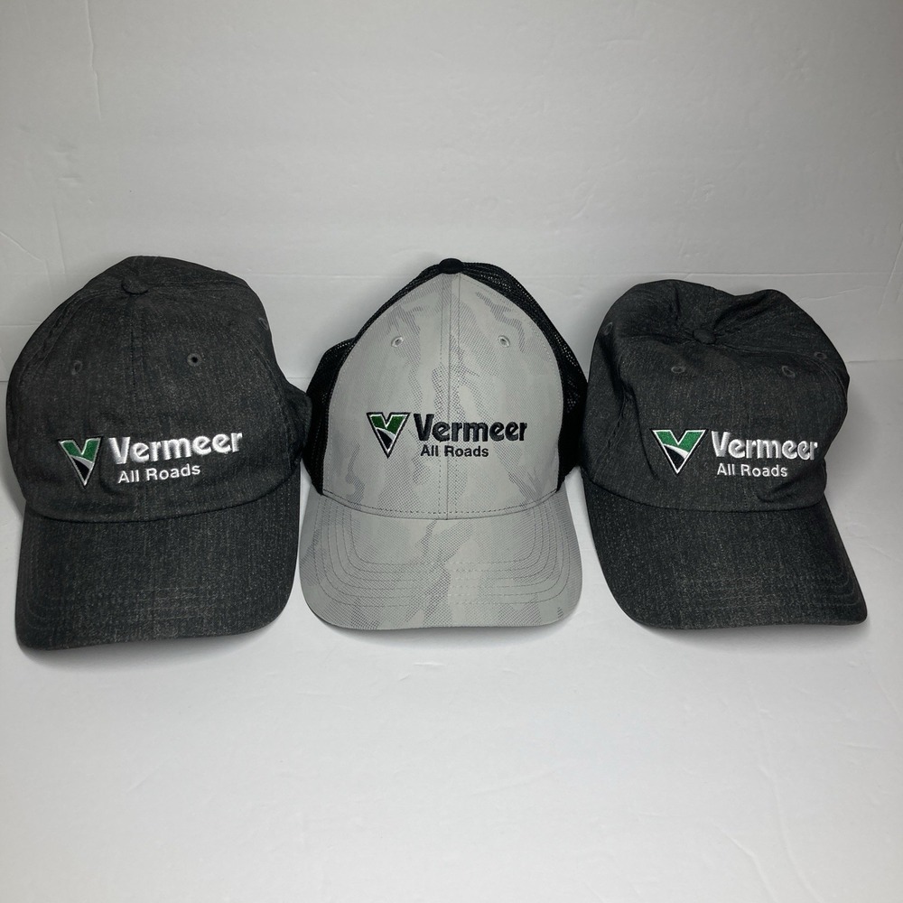 Vermeer All Roads Caps Hats Lot of 3‎ Green Gray Machine Tool Rental Ohio